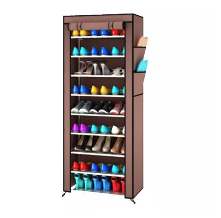 EZY (CUCI GUDANG) Rak Sepatu 10 Susun Dengan Sarung - Coklat / Brown