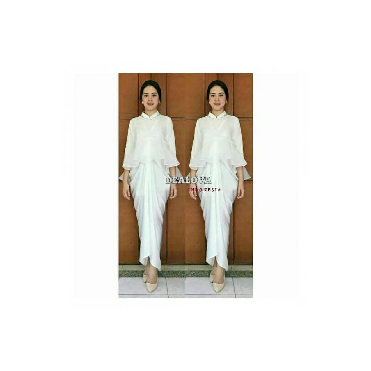 BAJU GAUN PESTA MALAM KAFTAN GAMIS REMAJA SYAHRINI WARNA PUTIH WHITE