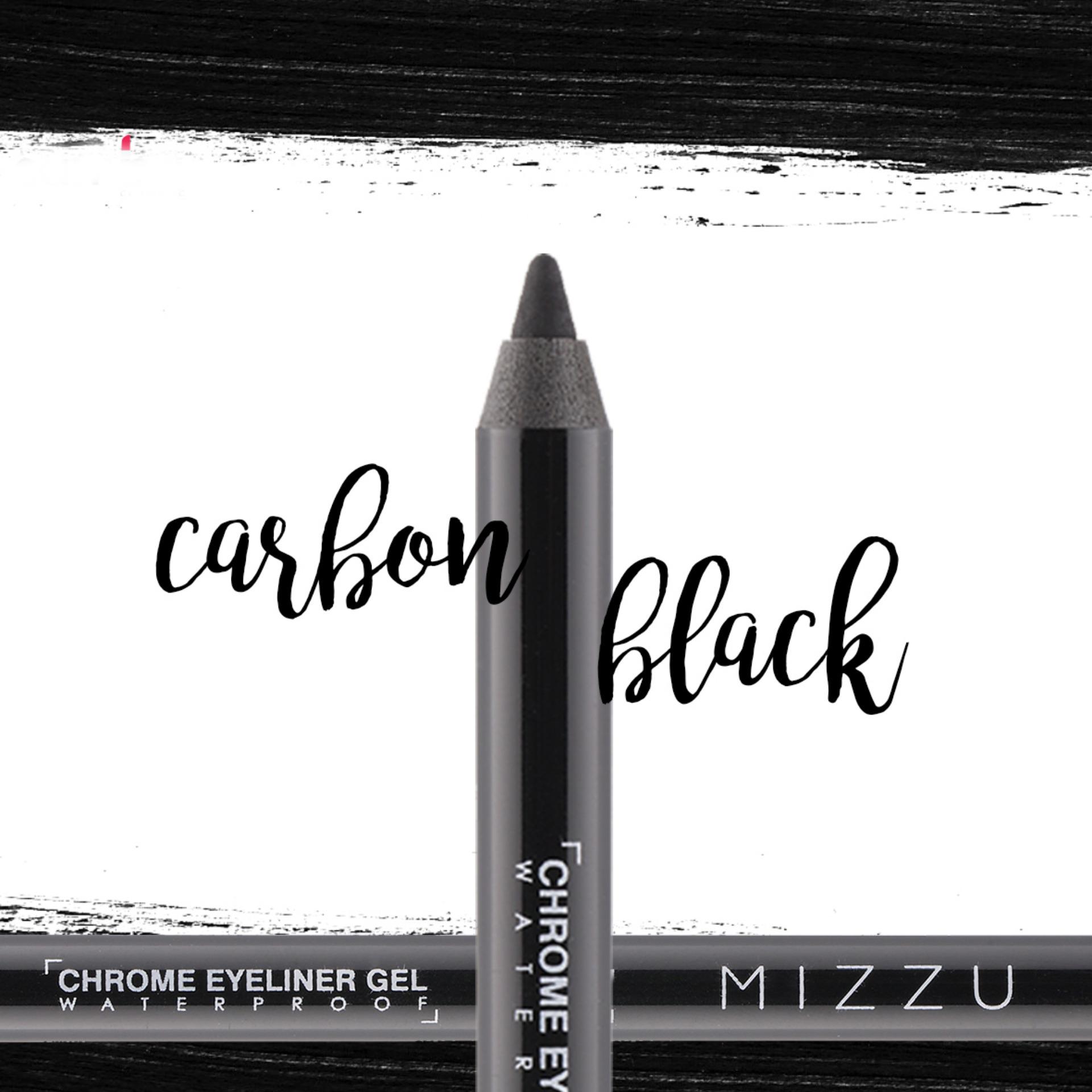 Mizzu Chrome Eyeliner Gel (Carbon Black) - Waterproof Warna Tahan Lama Hasil Matte Eyeliner Gel