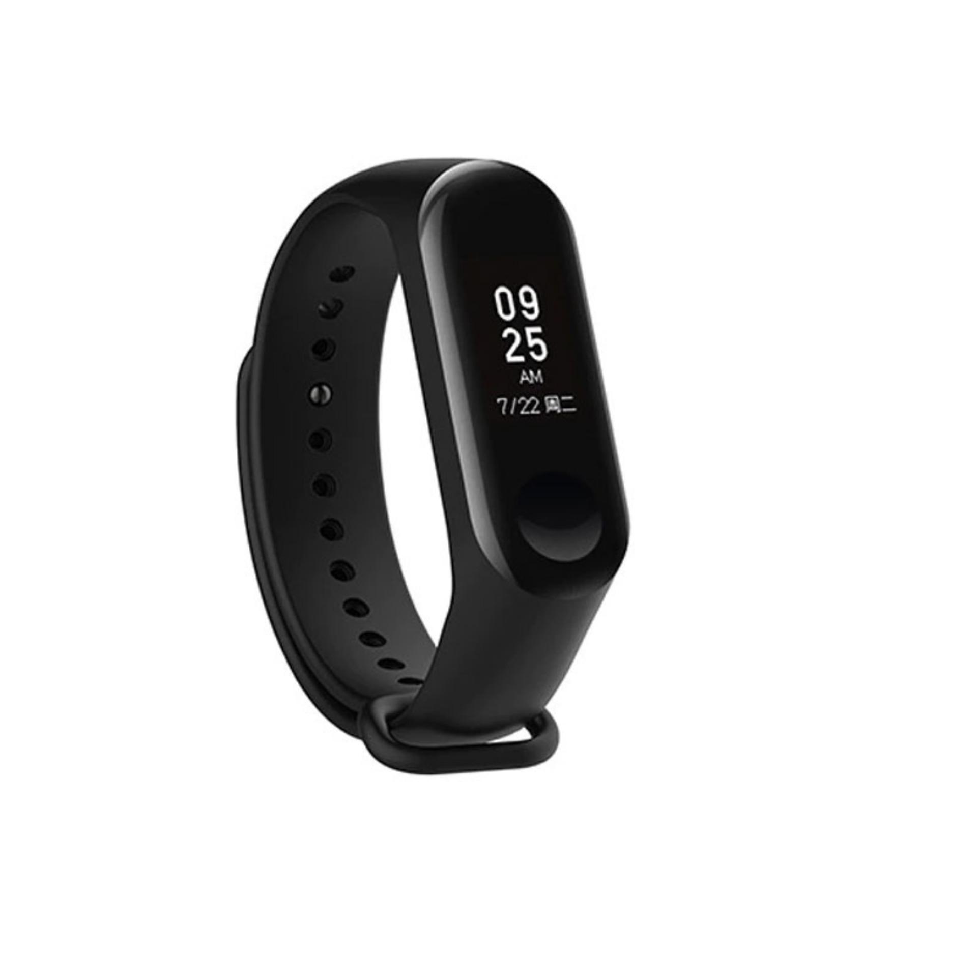 LOLLYPOP Silicone Strap Xiaomi Mi Band 3 Black Hitam Single Color Tali Gelang