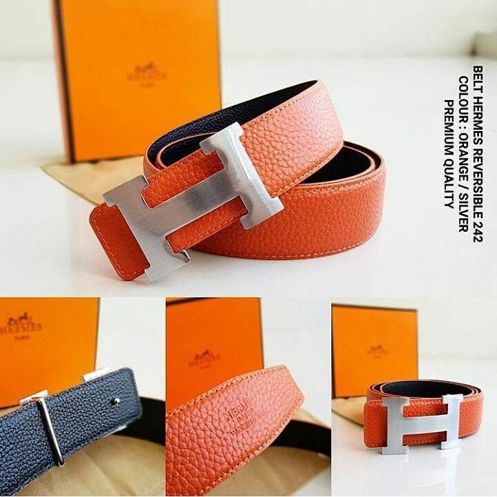 Ikat Pinggang Hermes Reversible HM 242 Orange Logo Silver