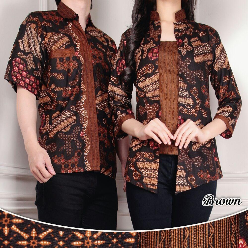 Cj collection Couple batik Atasan blouse kemeja abaya kebaya wanita dan atasan kemeja pria shirt Fanadine M - XL