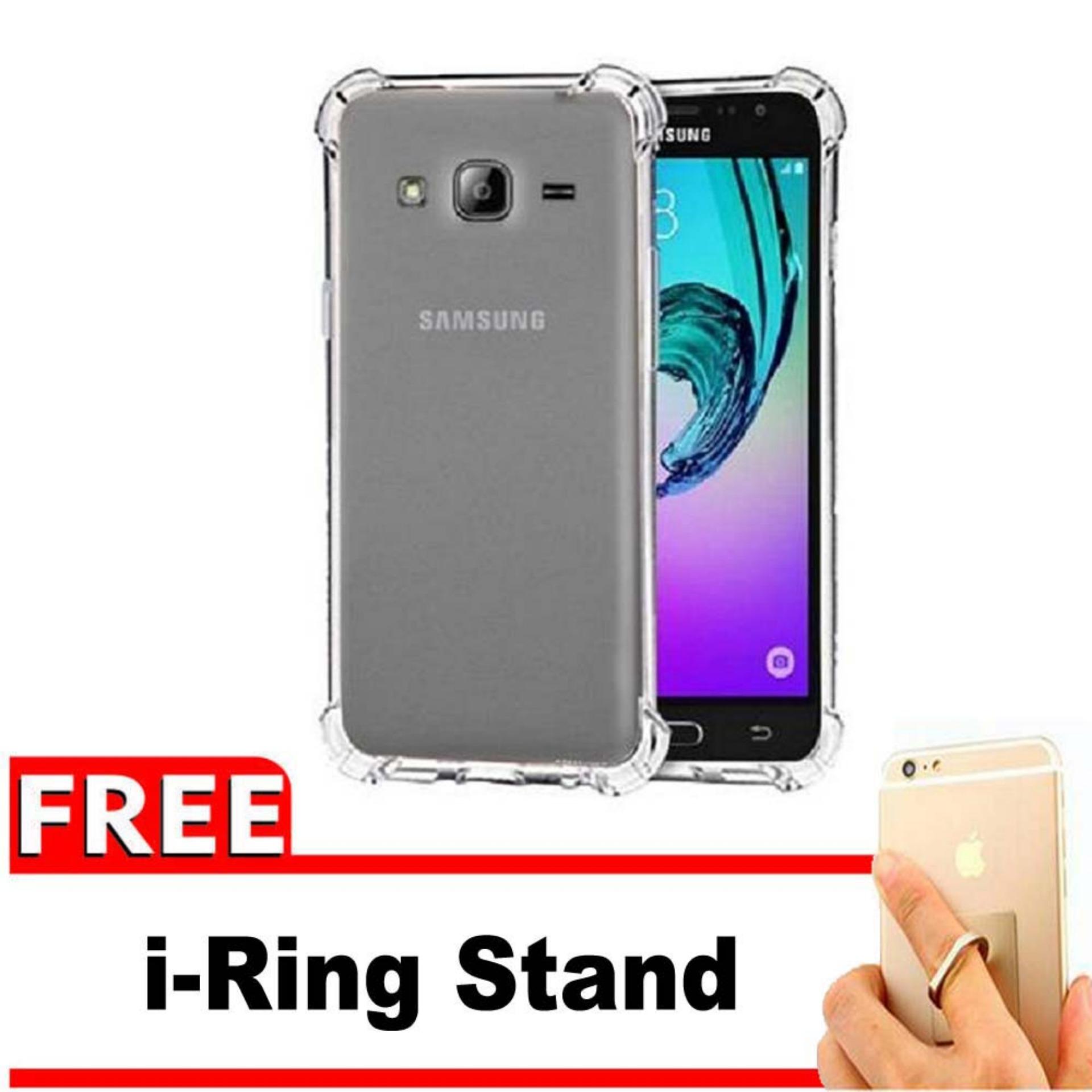 ShockCase for Samsung Galaxy J2 (2015) / J200 / 4G LTE / Duos | Premium Softcase Jelly Anti Crack Shockproof - Gratis Free iRing Stand Phone Holder - Transparan