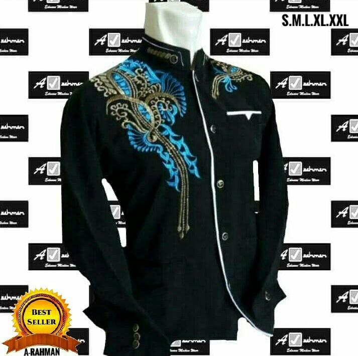Jasko bordir Variasi hitam//bervariasi bordir/Jaskoko keren/Baju Pria modren/