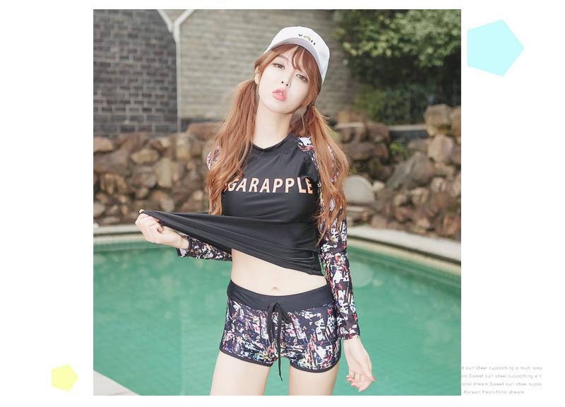 Baju Renang Pria Lengan Panjang Celana Pantai Pria Selutut (Wanita Terpisah Segitiga)