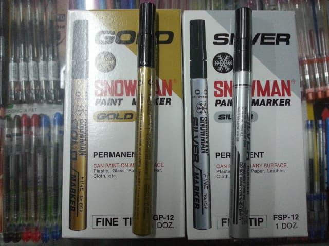 TERBARU SPIDOL SNOWMAN MARKER SILVER / GOLD (EMAS) KECIL / SNOWMAN PAINT MARKE DISKON!!!