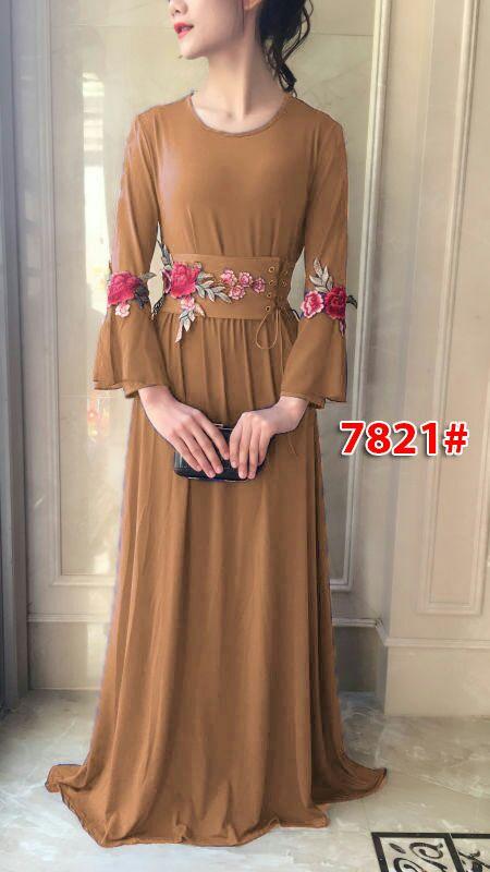 7821a# maxi dress / dress fashion / baju muslim/ fashion wanita / gaun panjang import