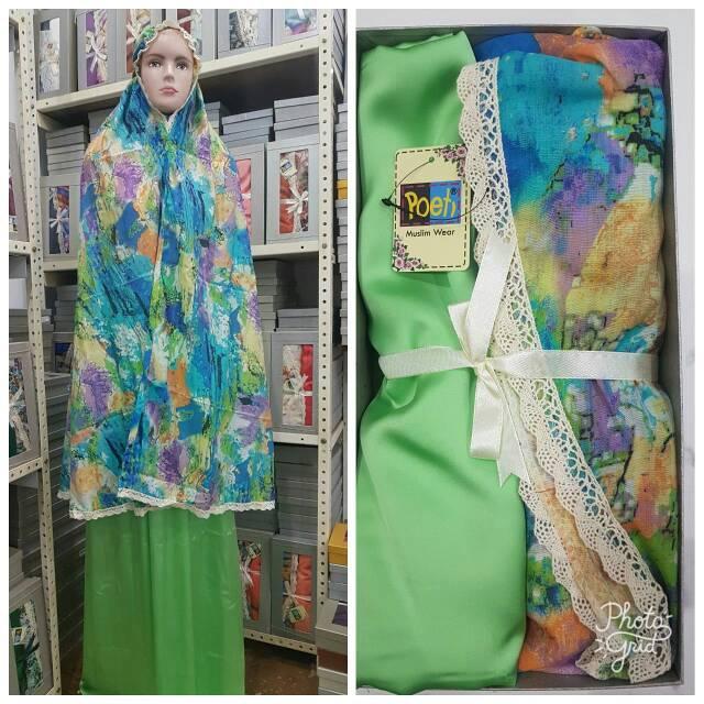 Mukena silky poeti bahan zara silk motif shabby chic ()
