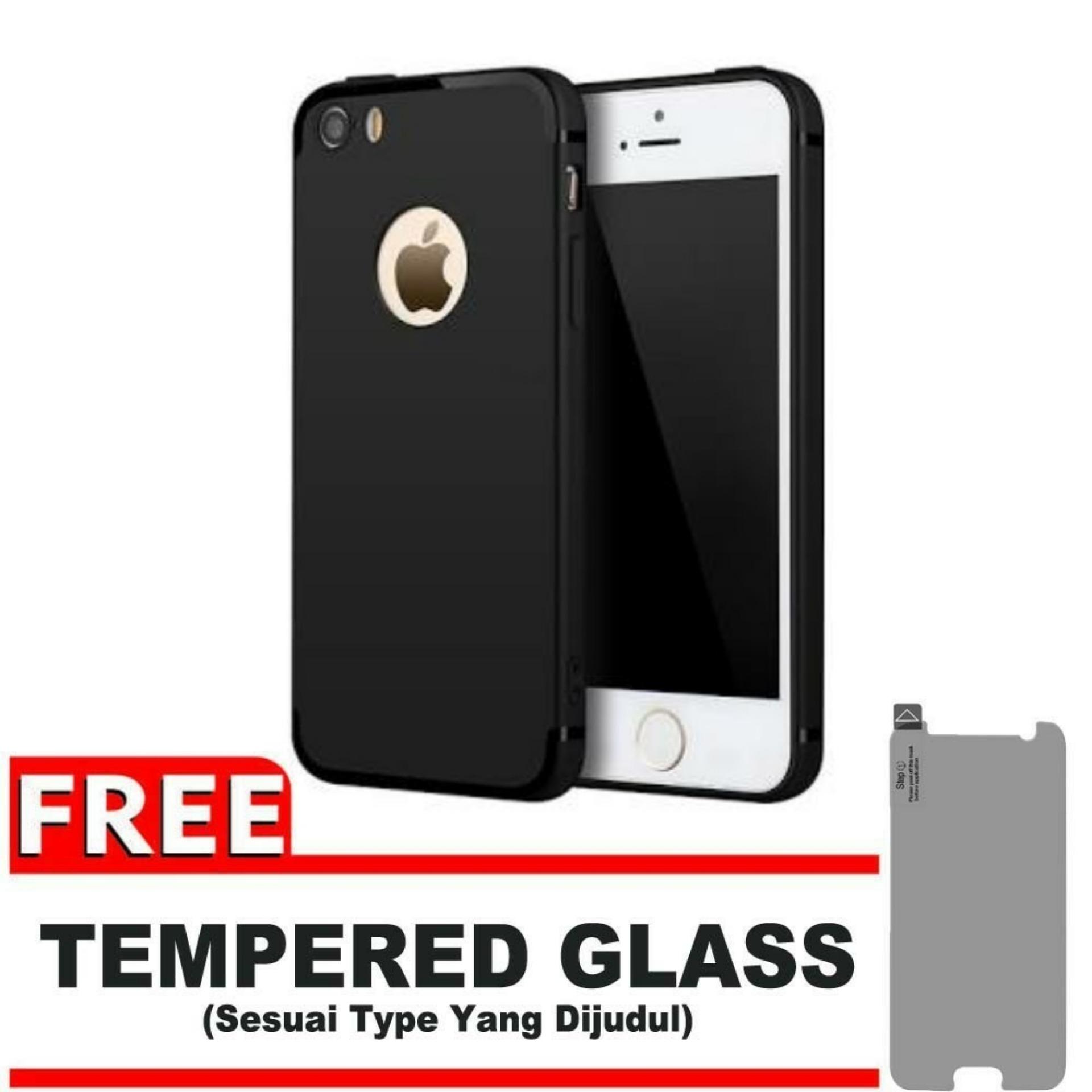 DarkNight for iPhone 5 / 5G / 5S / SE | Slim Case Black Matte Softcase Premium (Anti Minyak/Anti Sidik Jari) - Gratis Free Tempered Glass Prote - Hitam Doff