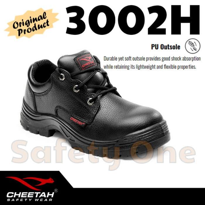 Cheetah 3002H - Sepatu Safety Shoes Bagus Awet Termurah - Hitam, 5 - 38