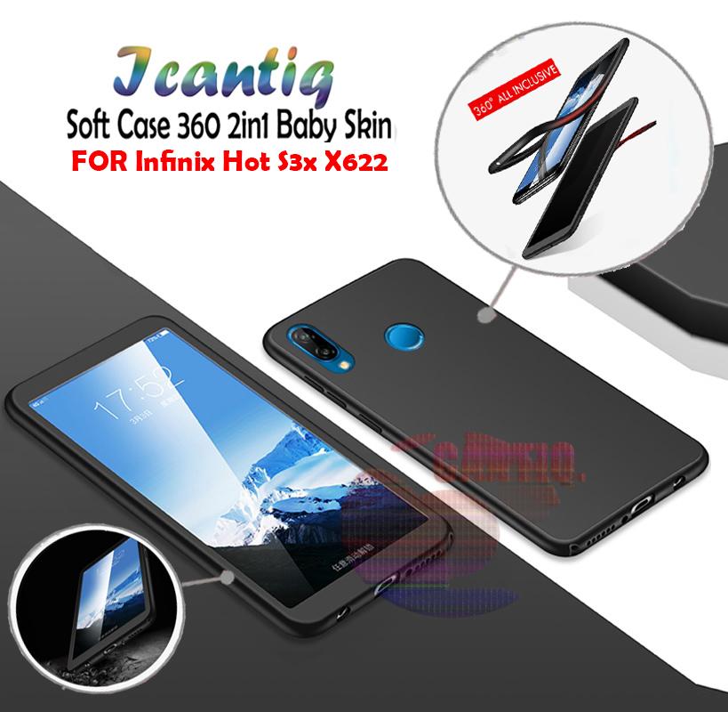 Icantiq Case Infinix Hot S3X X622 Premium Front Back 360 Degree Full Protection Softcase Infinix X622 (2in1) Baby Skin Infinix X622 Case Fullbody Depan Belakang Infinix X622 / Silikon Infinix Hot S3X X622 Case Infinix X622 - Hitam