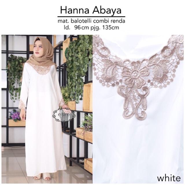 (TERBARU) NEW HANNA ABAYA Gamis Maxy Fashion Muslim Wanita Putih Bordir Panjang Maxi Murah Yosheviens Elsire (BLACK)