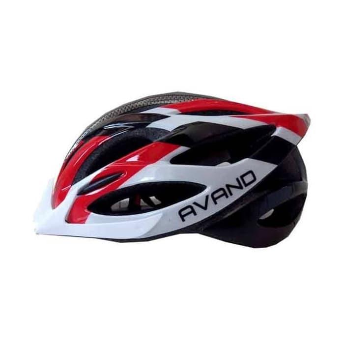 Helm Sepeda Avand Ada Lampu Belakang warna Merah Putih Hitam Tipe A 06