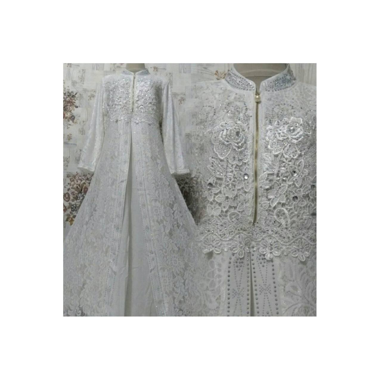 gamis muslim / abaya/ yul branded full brokat kombinasi lebaran