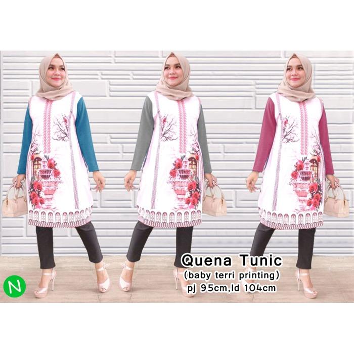 57285 quena tunic/baju tunik murah/atasan muslim wanita/baju batik
