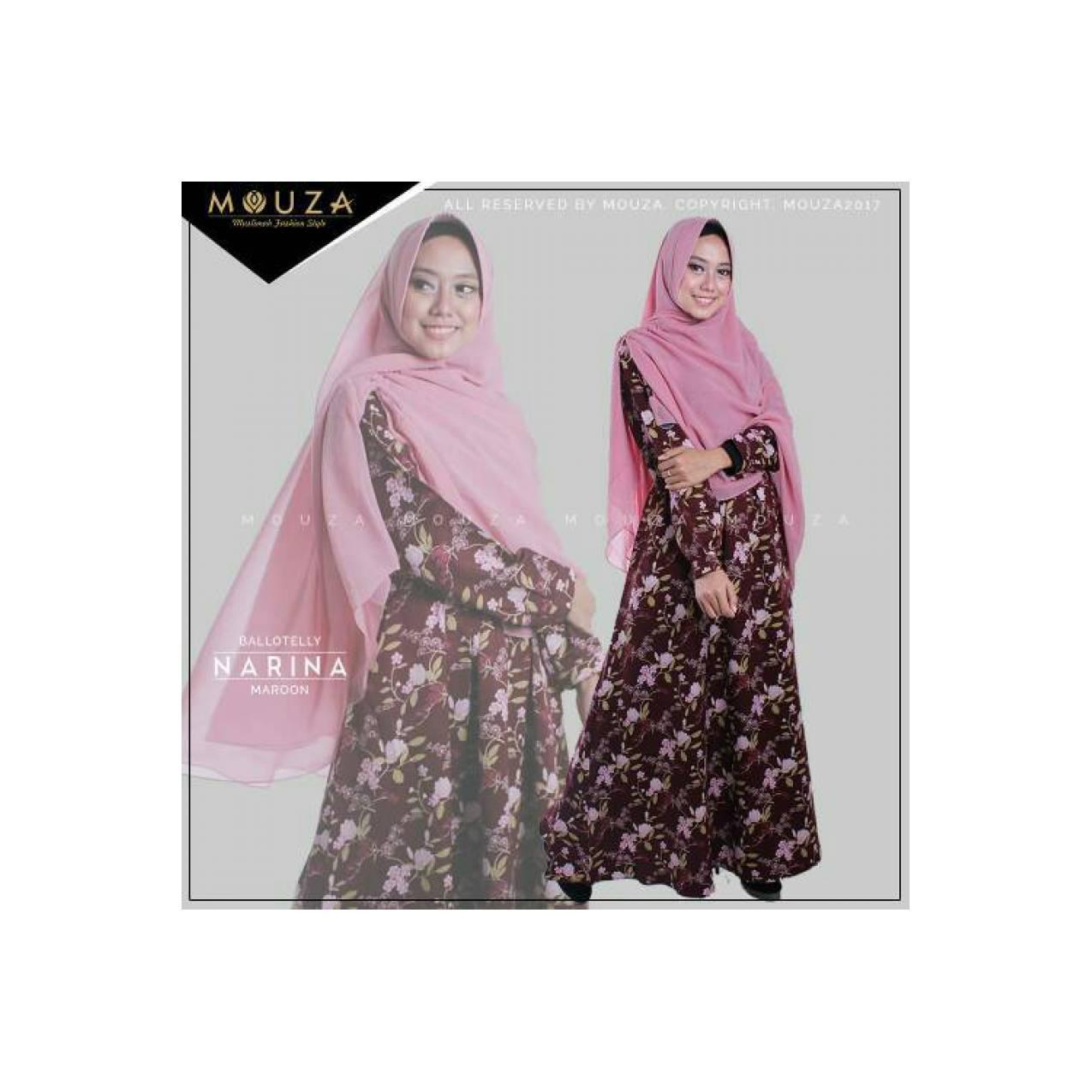 MOUZA GAMIS SET/NARINA SERIES MAROON/SIZE XS-L/BUSANA MUSLIM BANDUNG