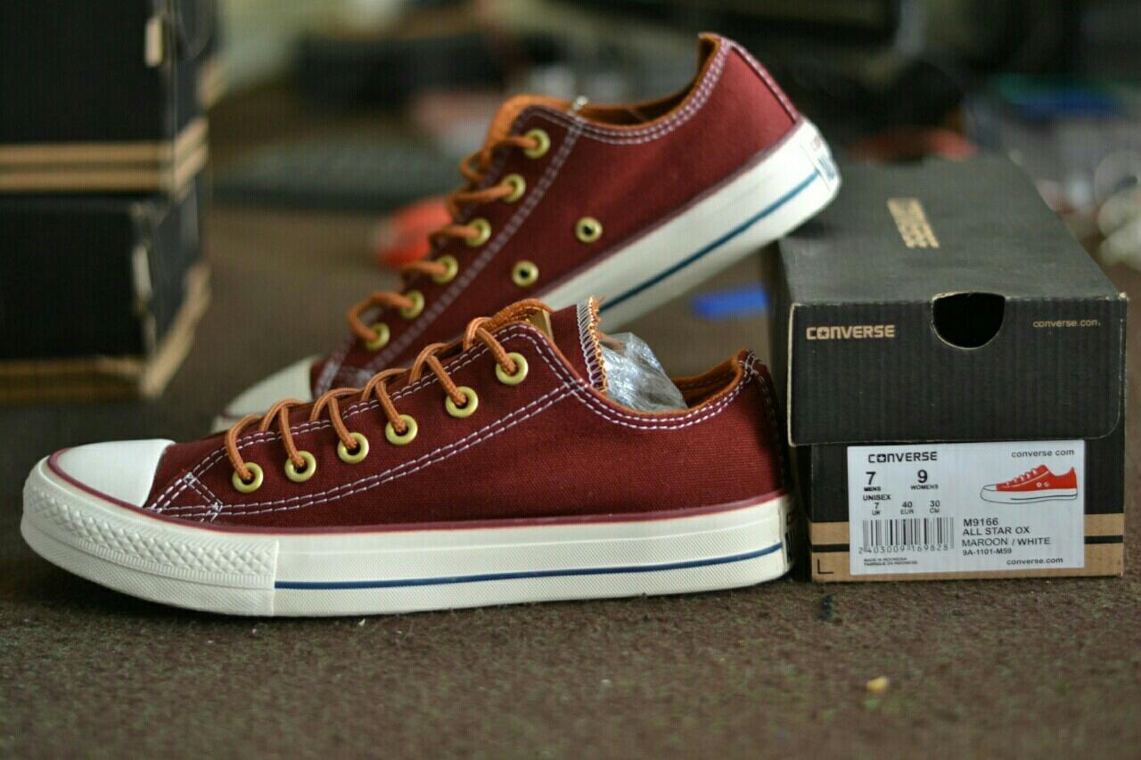 Sepatu Converse Pria All Star Tali Tan Casual Sneakers Sekolah Kuliah Gaya Kekinian Slip On Slop Loafers Boots Formal Kerja Kantor Marun