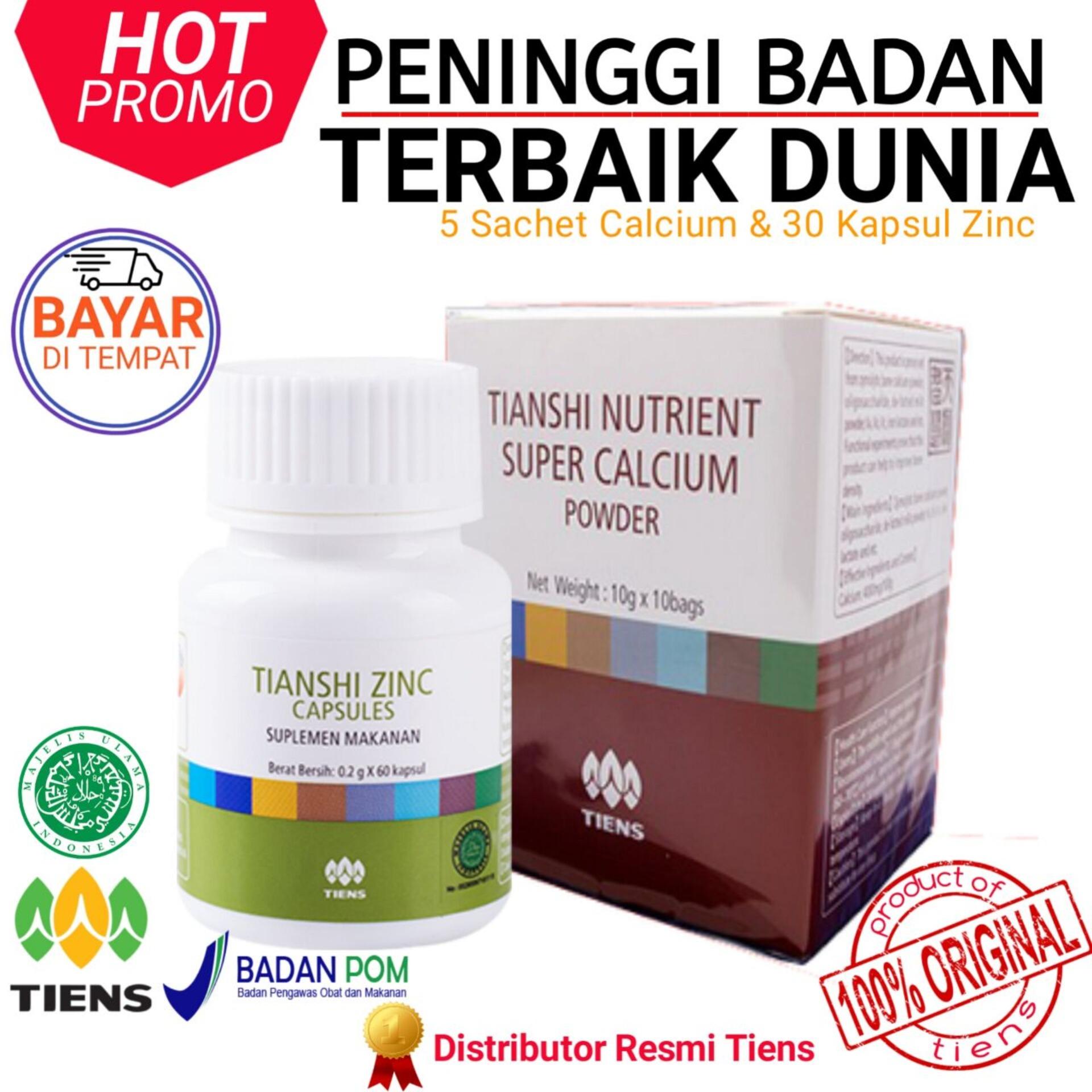 Obat Peninggi Badan Alami Grow Up TIENS Super / 5 Saset Kalsium dan 30 Kapsul zinc (100% Terbukti) TERBAIK BERKUALITAS Di LAZADA PROMO Murah By Best Gallery Herbal