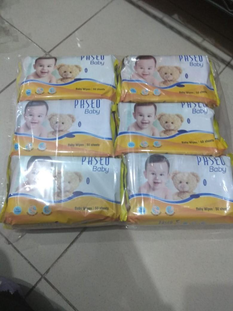 PAKET HEMAT !!! 12 Pcs PASEO Baby Wipes Original Tisu Tissue Basah @ 50 lembar ( ISI 12 PCS )