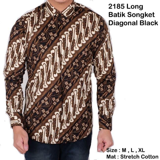 Popularitas Terlaris Kemeja Batik Panjang Songket Pria Kepang Cowo Coklat Toska