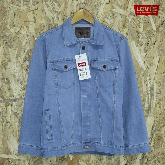 Harga Diskon!! JAKET JEANS / TRUCKER LEVIS BIRU WASHING BAHAN PREMIUM - ready stock