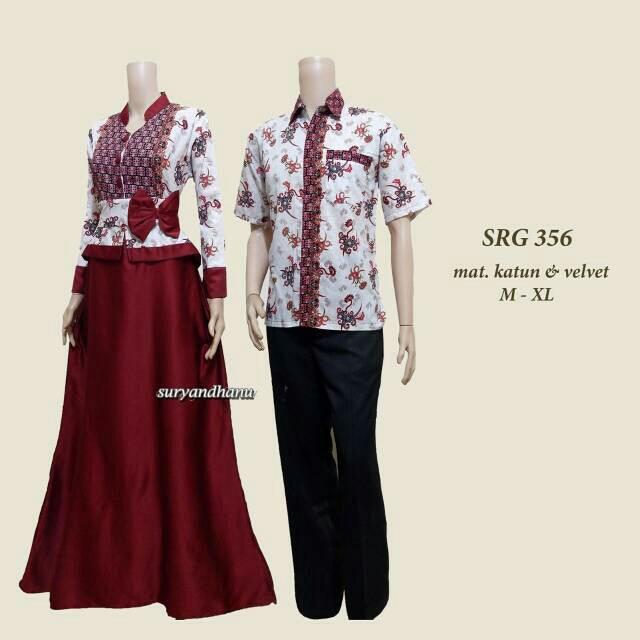 TERMURAH – Kebaya Couple Modern - Couple Batik – Batik Sarimbit - Baju Wanita Terbaru - Batik Kondangan - Baju Batik Couple SRG 356 Marun