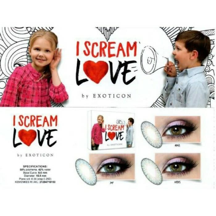 Softlens X2 I Scream Love Big Eyes 15.5mm by EXOTICON - HUGS, JOY, KISSES + Lenscase - Normal