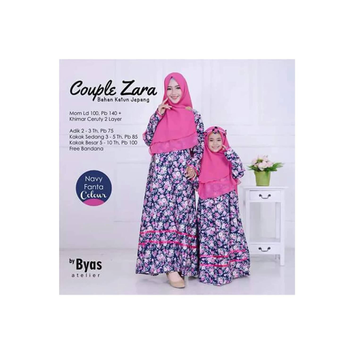 Baju Muslim Dress Gamis Ibu Dan 2 Anak Couple Zara