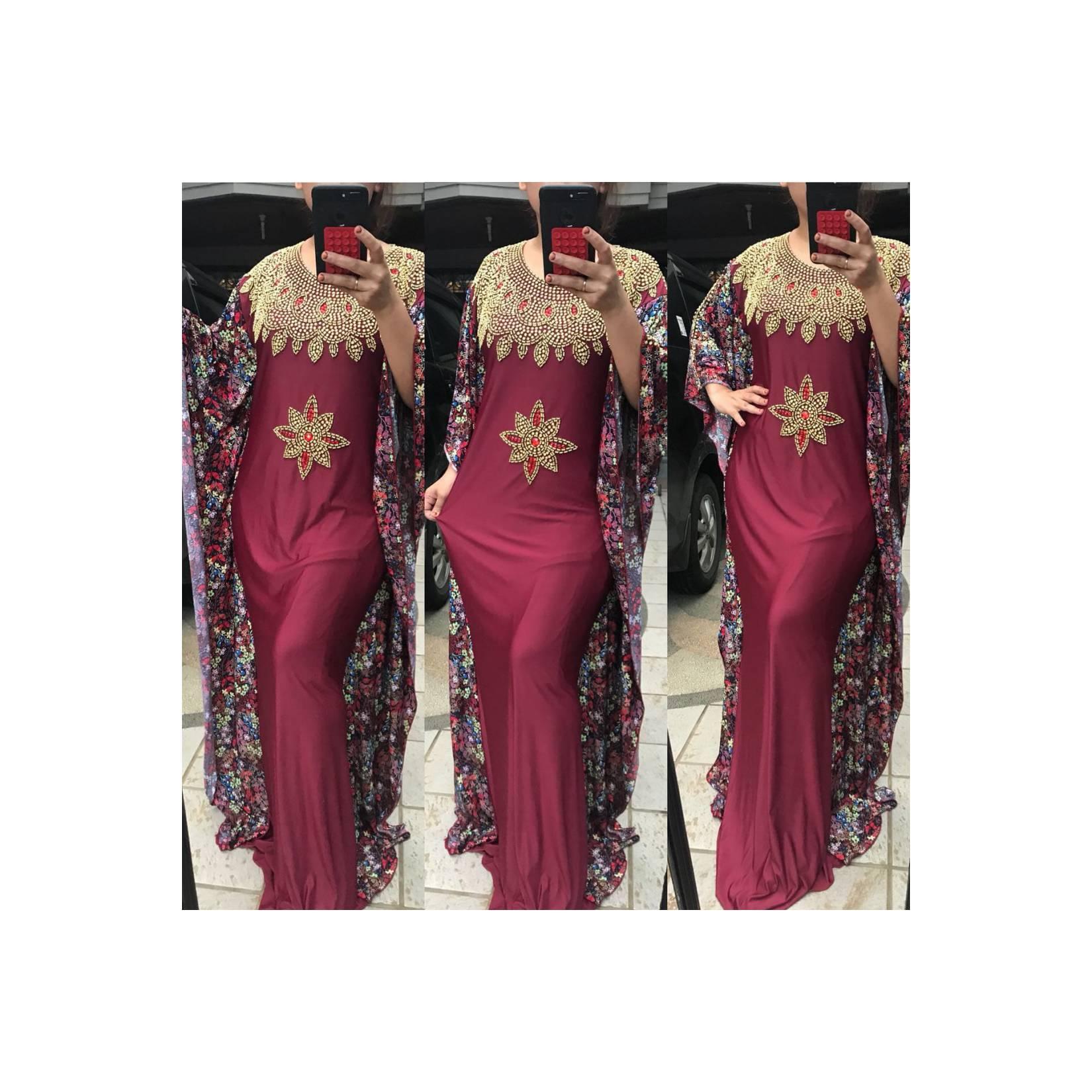 LIMITED! SUPLIER KAFTAN SPANDEK PRINT PAYET MAXI DRESS KODE 180137