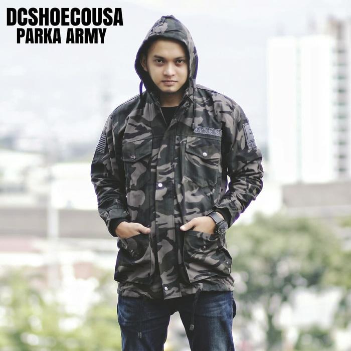 Terbaru!! Jaket Army Dc Parka - Motif Loreng Abu - ready stock