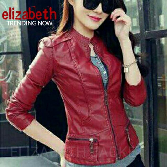 JAKET SEMI KULIT WANITA KEREN/POPULER - Hitam, S