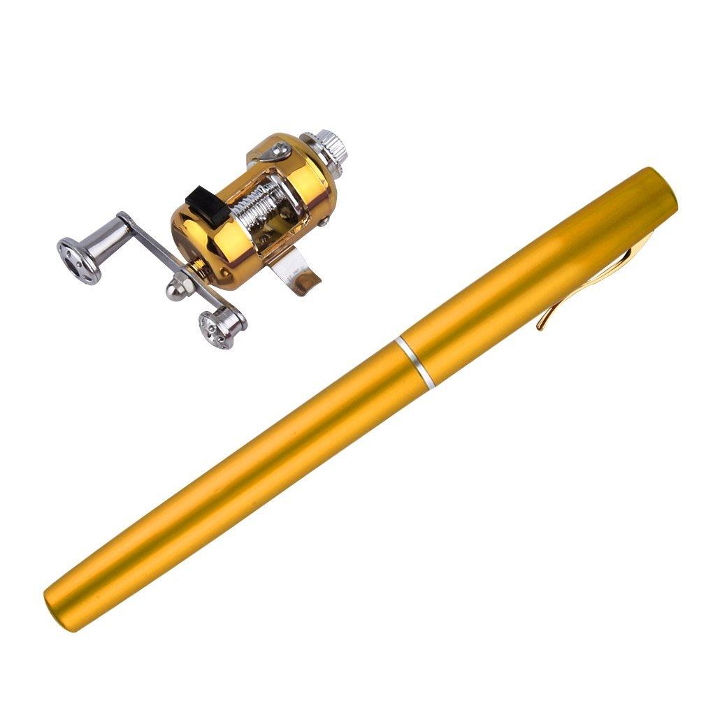 ELEC Mini Portable Aluminum Alloy Pocket Pen Shape Fish Fishing Rod Pole With Reel