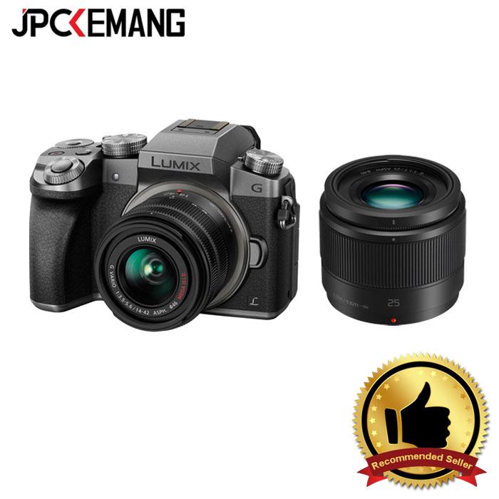 Panasonic Lumix DMC-G7 Kit 14-42mm f/3.5-5.6 II Silver with Panasonic 25mm f/1.7 jpckemang