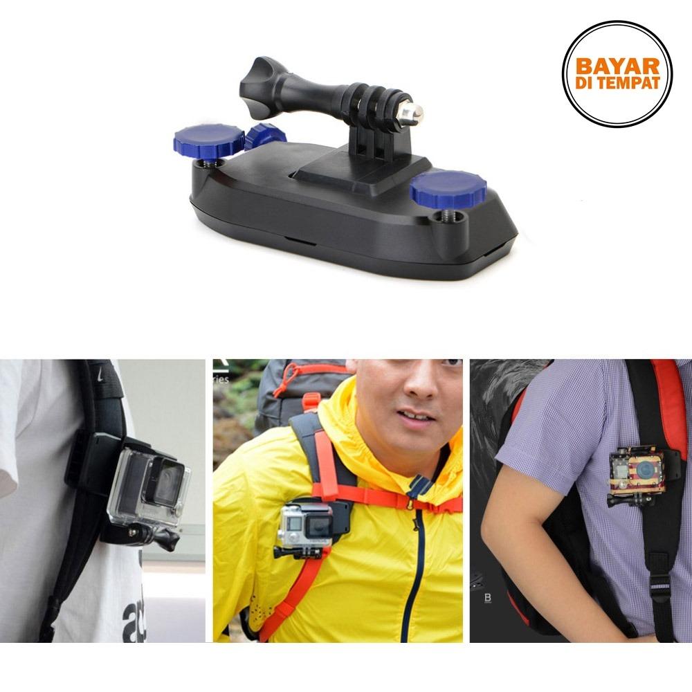 Rimas Quick Clip Backpack Mount For Gopro / Xiaomi Yi / Xiaomi Yi 2 4K - Black / Hitam - Tempat Wadah Grip Kamera Tas Berkualitas