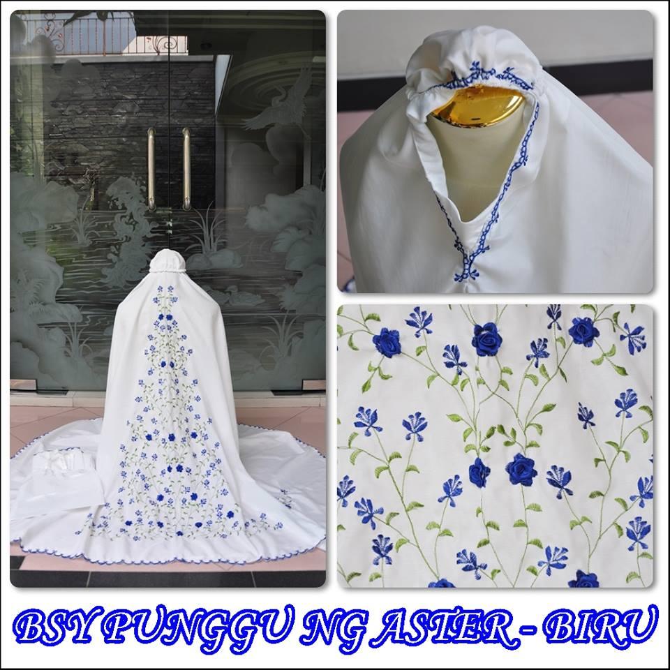 TERLARIS!!! MUKENA BSY PUNGGUNG ASTER BIRU TUA mukena mewah / mukena dewasa / mukena tatuis / mukena anak / mukena bali / mukena katun jepang