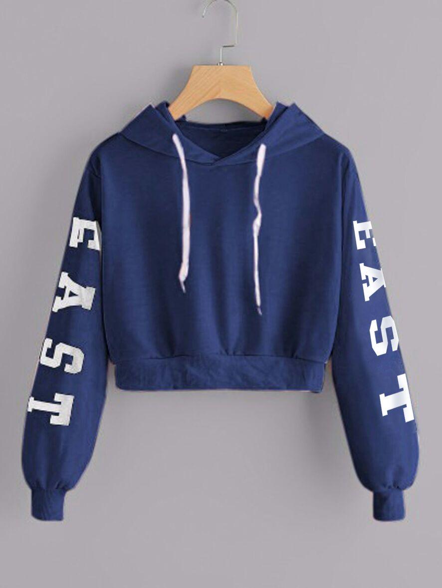 MichelleStore Sweater Wanita Hoodie Crop East - Navy