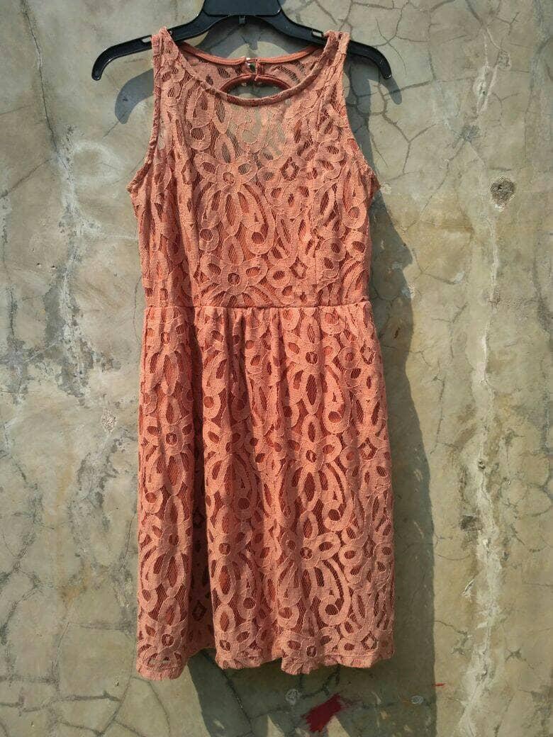 Baju Branded Murah CYNTHIA ROWLEY Brocade Brown Dress Party Dress ori