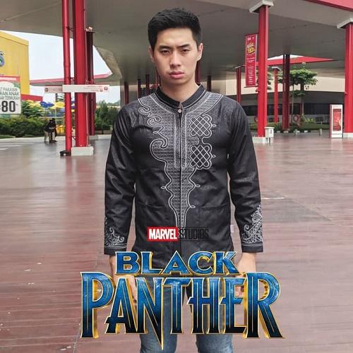 Baju Koko | Koko Pria | Koko Modern | Koko Black Panther Wakanda Black - Hitam