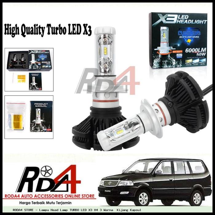 Lampu Head Lamp TURBO LED X3 H4 3 Warna Kijang Kapsul