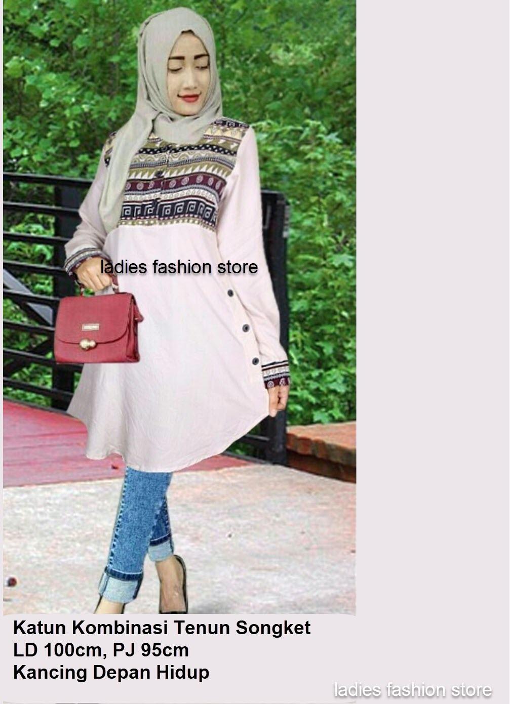 Blouse Premium / Atasan Wanita / Tunik Berkualitas Wanita / Kemeja Wanita Panjang / Baju Wanita Murah / Pakaian Batik / Kemeja Batik Kantoran / Batik Simple / Batik Tenun / Casual Formal / Tunik Wanita Murah / Kemeja Bahan Halus Terbaru AK (Binaru)- CREAM