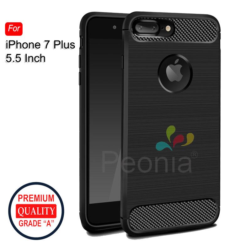 Peonia Carbon Shockproof Hybrid Premium Quality Grade A Case for Iphone 7 Plus 5.5 Inch - Hitam