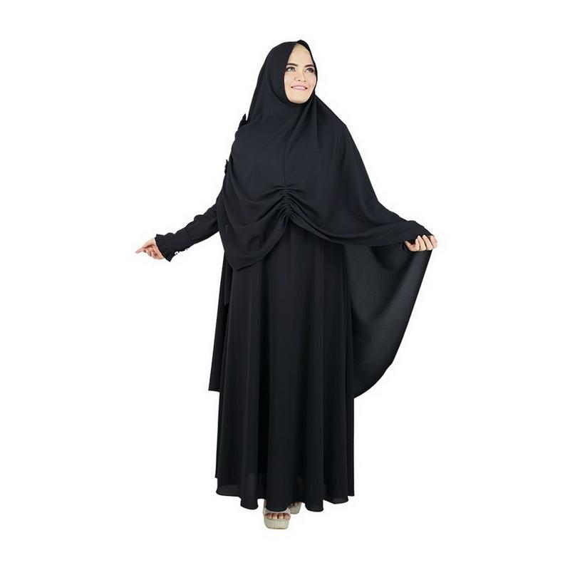 Raindoz Set Gamis Wanita + Jilbab Khimar Syari RGS68 Hitam