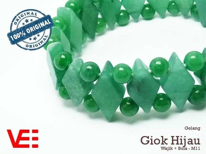 Promo Big Sale Perhiasan Aksesoris Gelang Terapi Kesehatan Batu Giok Hijau Asli Model Wajik Bola