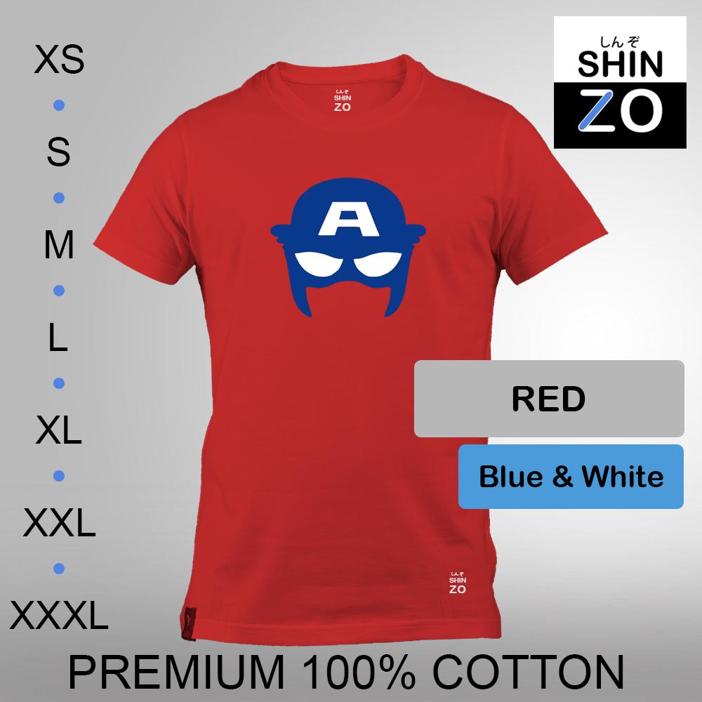 Shinzo Design - Kaos Oblong Distro T Shirt Tee Casual Fashion Atasan Cloth Anime Custom - Premium Cotton Combed 30s Ring Spun Export Quality - Pria - The Avengers Infinity War Captain America Civil War - Red Merah