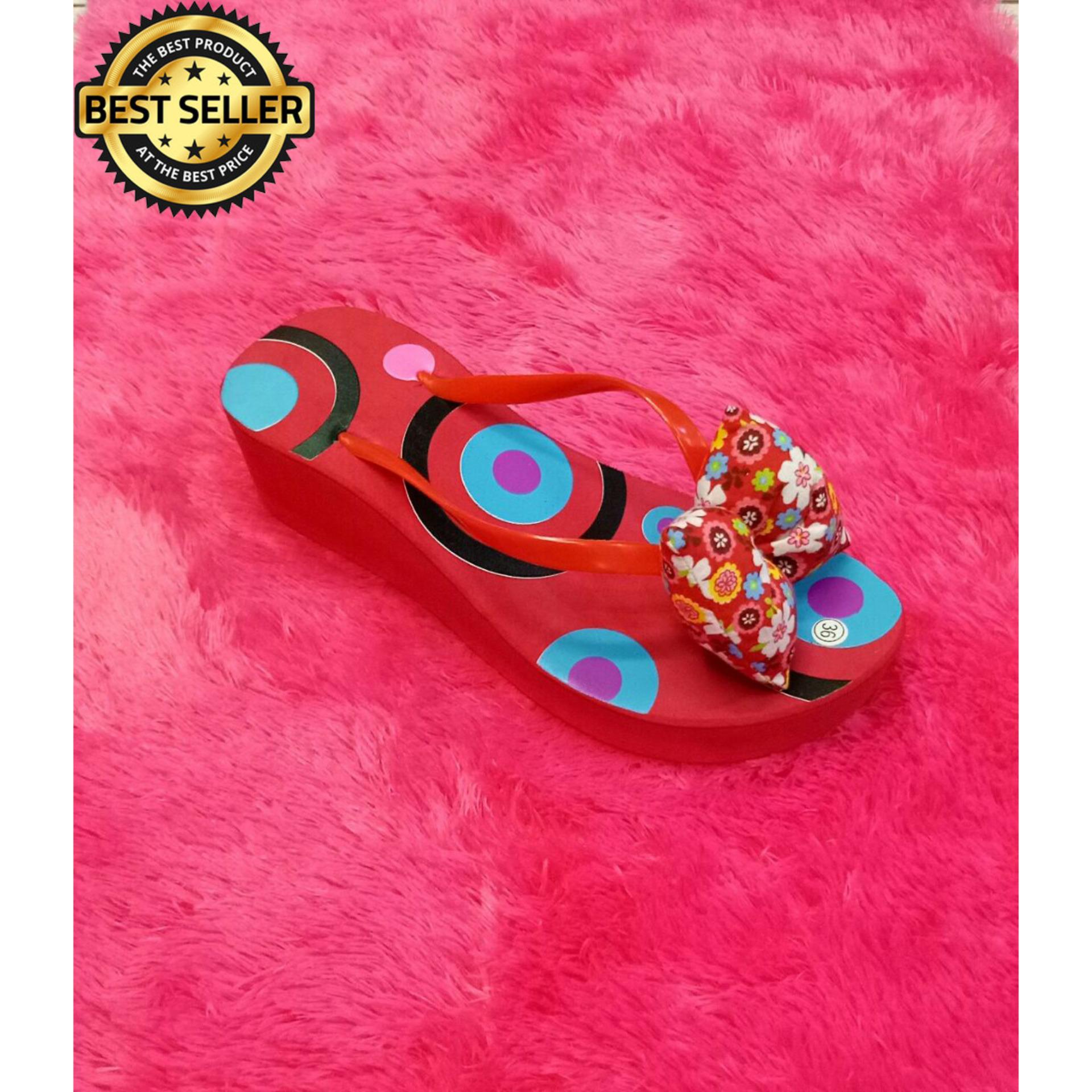 Sandal wanita Spon Wedges model terbaru Sandal Spon Wedges Wanita Polkadot murah_JPT_Narecoindah shop.