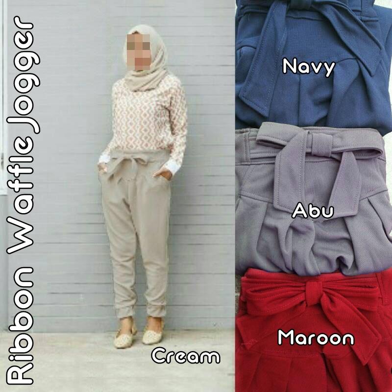 CELANA WANITA MUSLIM / RIBBON WAFFLE / CELANA JOGGER / PANTS