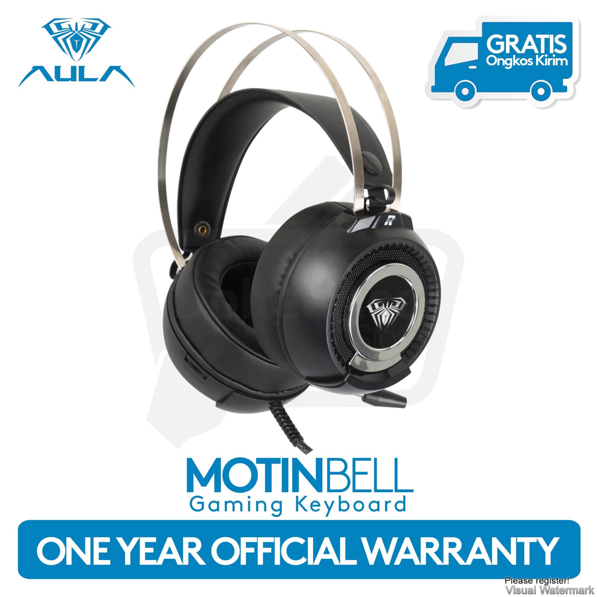 AULA Motin Bell Vibrate Gaming Headset Power USB LED Light - Hitam