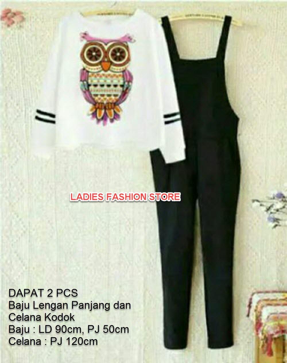 LF Setelan Wanita baju dan Celana / Stelan Remaja ABG / Setelan Jumpsuit Jamsut Jampsuit / Baju Celana Kodok Cewek / Set Over all Owl / Setelan Santai Wanita Kasual / Baju Celana Kodok Wanita Terbaru Burung Hantu / Baju Atasan Lebaran / nr owl D2C