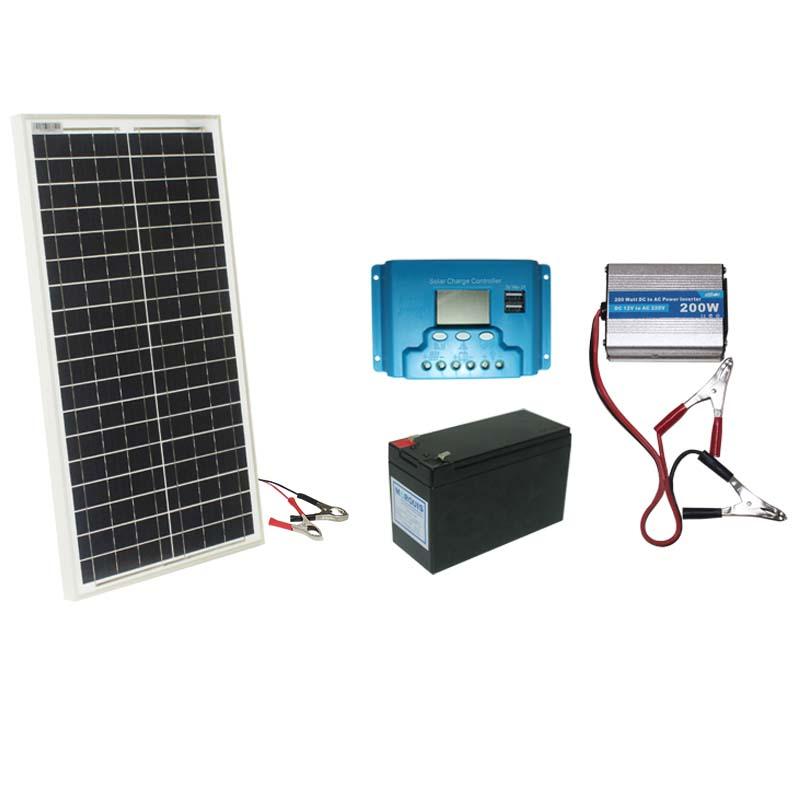 EELIC SOP-IPOLY30W MIX1 SOLAR PANEL SEL SURYA PANEL SURYA PEMBANGKIT LISTRIK TENAGA SURYA WATERPROOF SOLAR PANEL POLY 30 WATT 1 PCS + 1 PCS SCC-I10A CHARGER CONTROLLER + 1 PCS AKI-12V7AH + 1 PCS POWER INVERTER POI-I200W