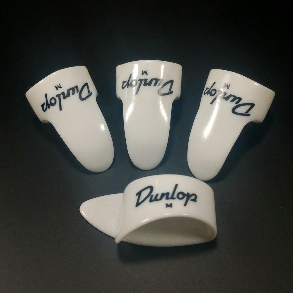 Dunlop Set Finger & Thumb Pick Plastik Warna Putih Ukuran Medium